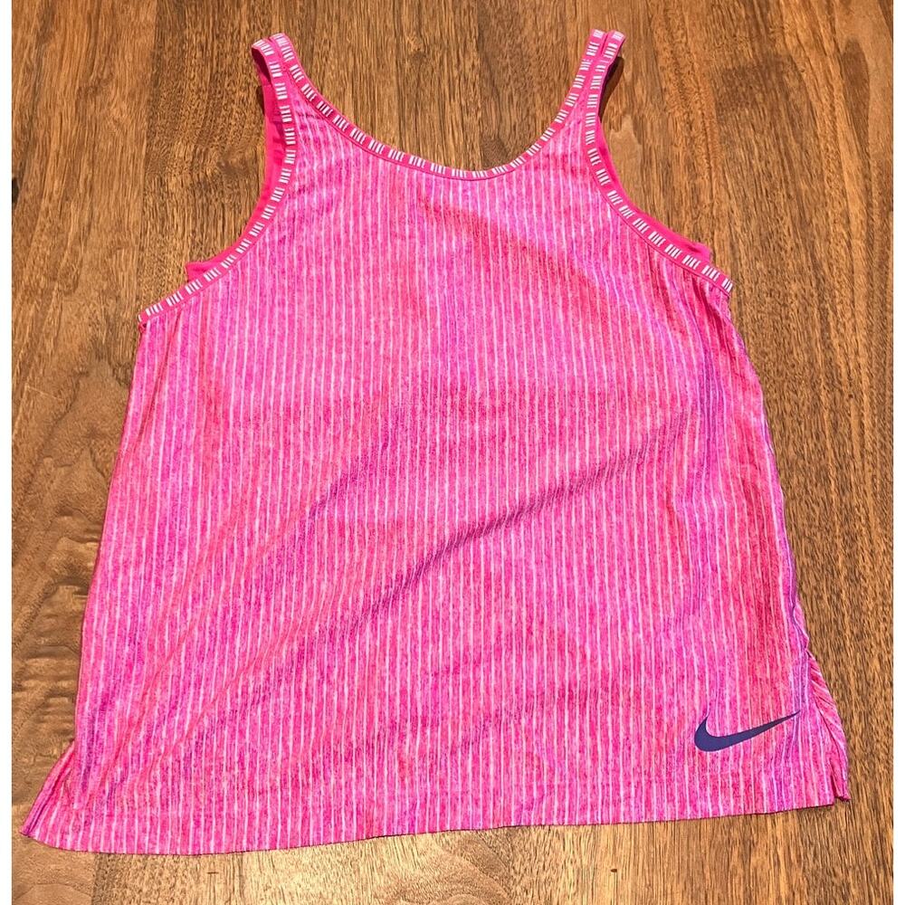 Nike Dri-Fit Pink Striped Athletic‎ Workout Tank Top Women's Large L